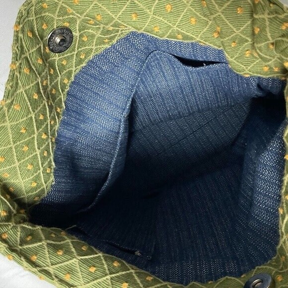 Green Canvas Boho Purse Bag Embroidered Dragonfly Wood Bead Snap Close Unbranded - Picture 5 of 9